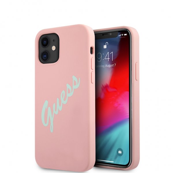 Guess iPhone 12 Mini Cover Vintage Silikone Rosa