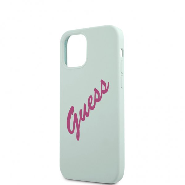 Guess iPhone 12 Mini Cover Vintage Silikone Script Blå