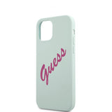 Guess iPhone 12 Mini Cover Vintage Silikone Script Blå