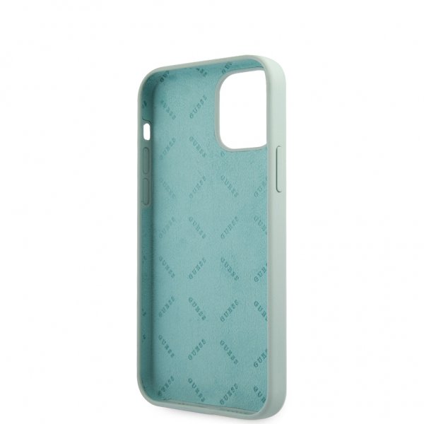 Guess iPhone 12 Mini Cover Vintage Silikone Script Blå