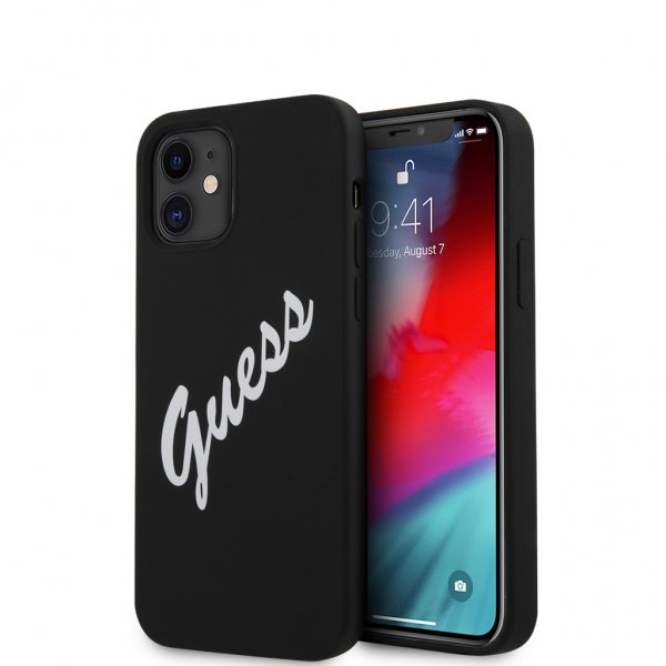 Guess iPhone 12 Mini Cover Vintage Silicone Sort