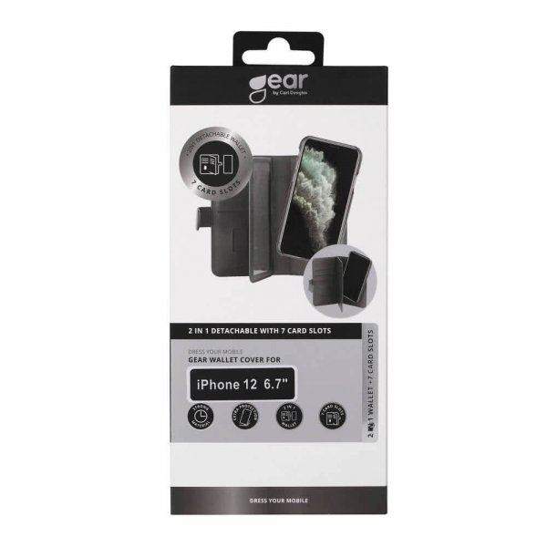 Gear iPhone 12 Pro Max Etui 7 Kortpladser Aftageligt Cover Sort