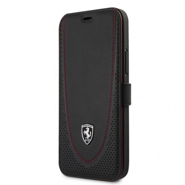 Ferrari iPhone 12 Pro Max Cover Logo Perforeret Sort