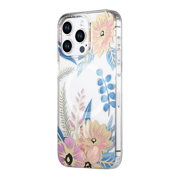 iPhone 12 Pro Max Cover Blomstret mønster MagSafe Rosa Blå