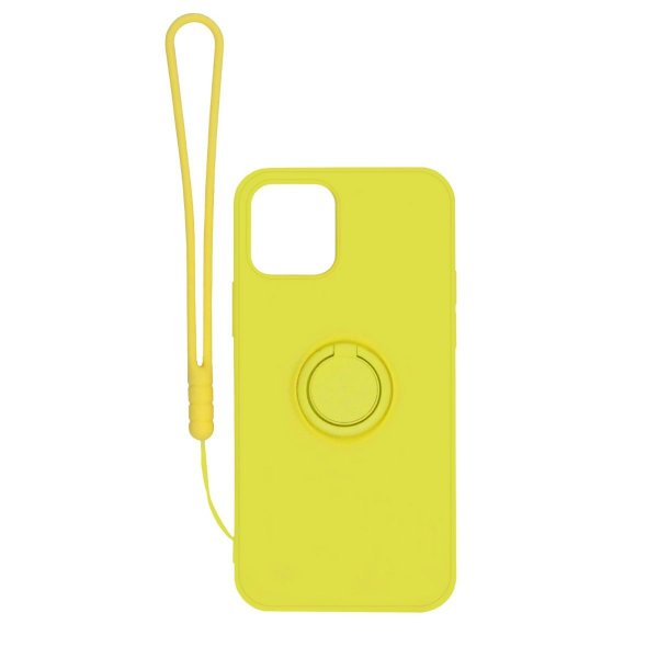 iPhone 12 Pro Max Silikone Cover med Ringholder Gul