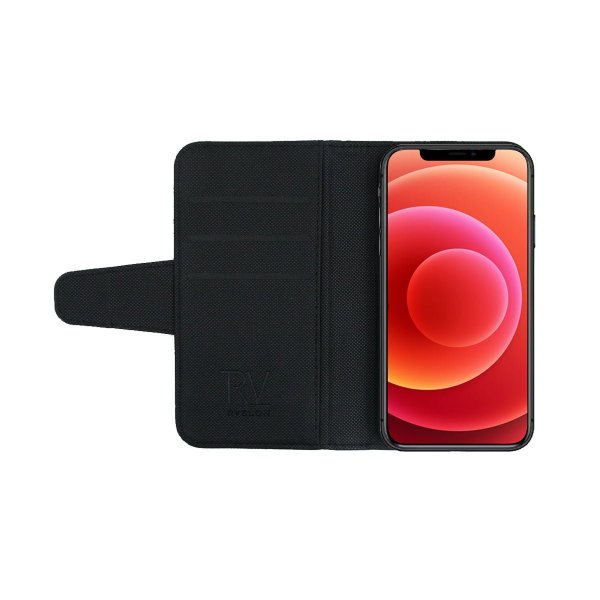 Rvelon iPhone 12 Pro Max Cover Udklappeligt Kortrum Sort