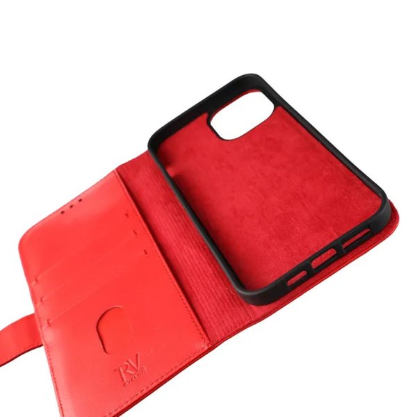 Rvelon iPhone 12 Pro Max Cover Ægte Læder Rød