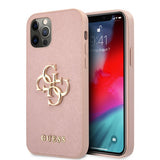 Guess iPhone 12 Pro Max Cover 4G Logo Saffiano Rosa