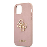 Guess iPhone 12 Pro Max Cover 4G Logo Saffiano Rosa