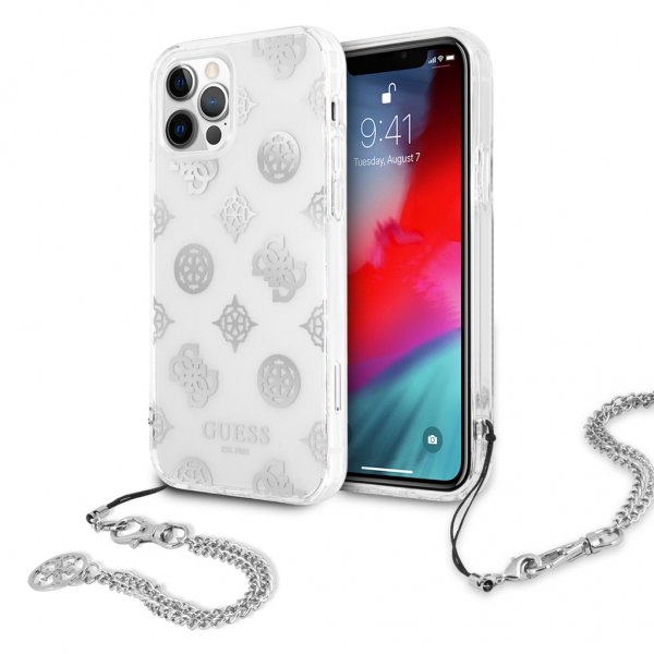 Guess iPhone 12 Pro Max Cover Chain Peony Silver