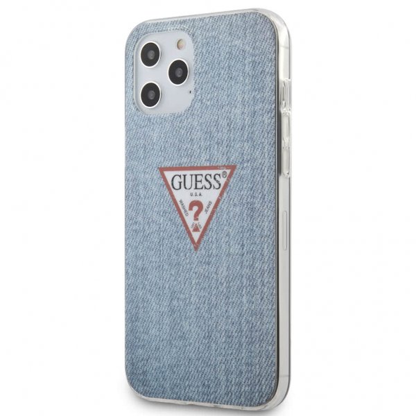 Guess iPhone 12 Pro Max Cover Denim Triangle Lyseblå