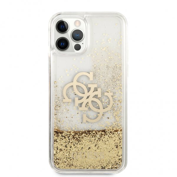 Guess iPhone 12 Pro Max Cover Liquid Glitter Guld Klar
