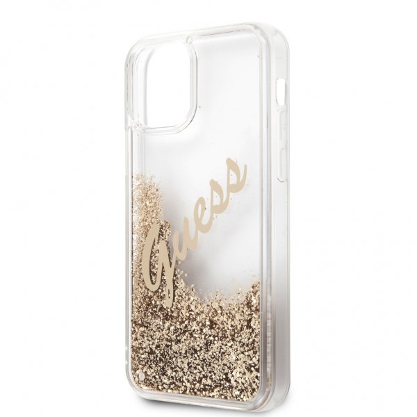 Guess iPhone 12 Pro Max Cover Liquid Glitter Vintage Guld