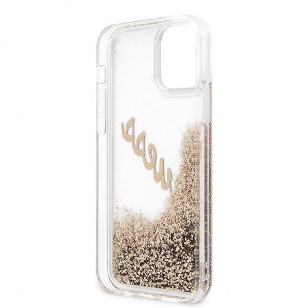 Guess iPhone 12 Pro Max Cover Liquid Glitter Vintage Guld