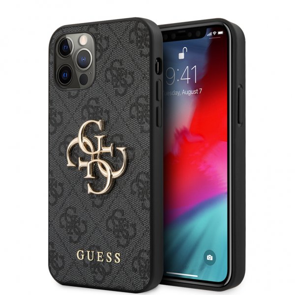 Guess iPhone 12 Pro Max Cover Metal Logo Grå