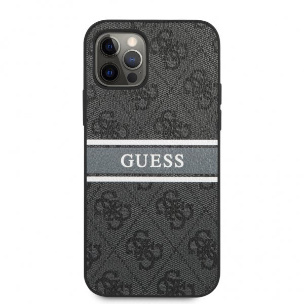 Guess iPhone 12 Pro Max Cover Printed Stripe Grå