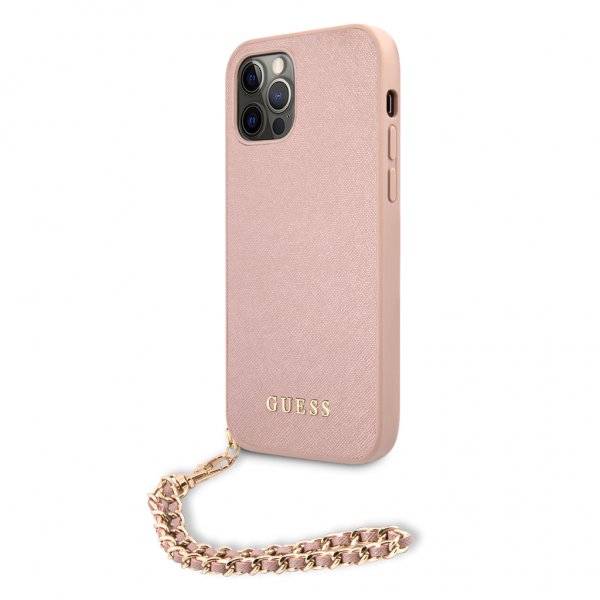 Guess iPhone 12 Pro Max Cover Saffiano Chain Rosa