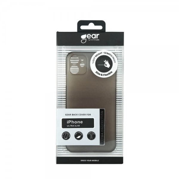 Gear iPhone 12 Pro Max Cover TPU Halvgennemsigtig Sort