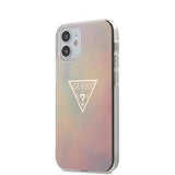 Guess iPhone 12 Mini Cover Gold Triangle Pink