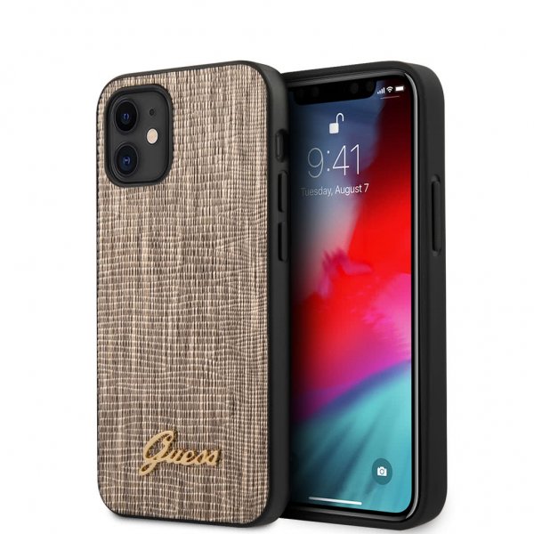 Guess iPhone 12 Mini Cover Lizard Guld