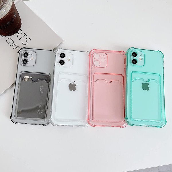iPhone 12 Cover Kortholder Stødsikkert Grå
