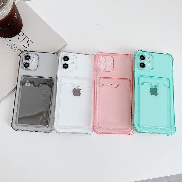 iPhone 12 Cover Kortholder Stødsikkert Transparent
