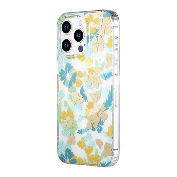 iPhone 12/iPhone 12 Pro Cover Blommønster MagSafe Turkis
