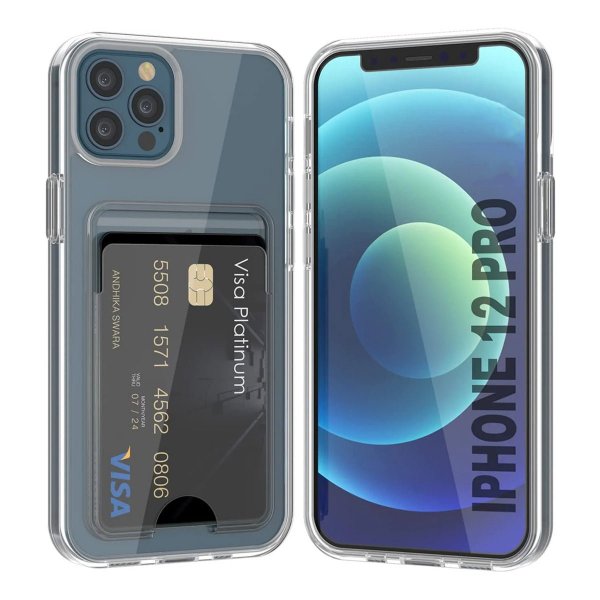 Rvelon iPhone 12/iPhone 12 Pro Cover Kortholder Transparent