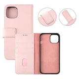 Rvelon iPhone 12/iPhone 12 Pro Etui Ægte læder Kortrum Rosa