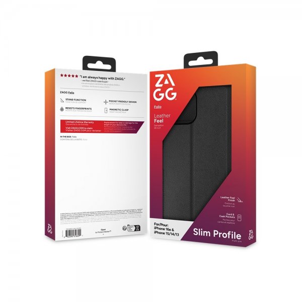 ZAGG iPhone 13/14/15/16e/17e Etui Folio Sort