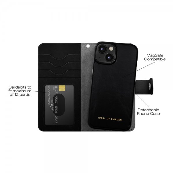 Ideal of Sweden iPhone 13/14/15/16e/17e Cover Magnet Wallet+ MagSafe Sort
