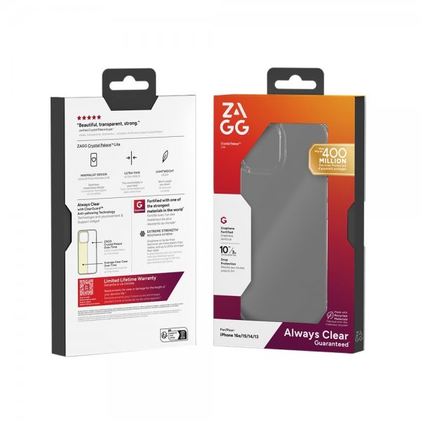 ZAGG iPhone 13/14/15/16e/17e Cover Crystal Palace Lite Transparent