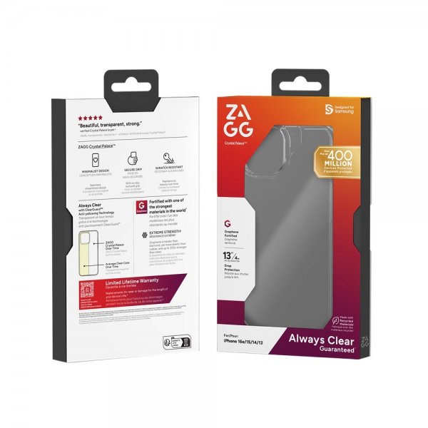 ZAGG iPhone 13/14/15/16e/17e Cover Crystal Palace Transparent