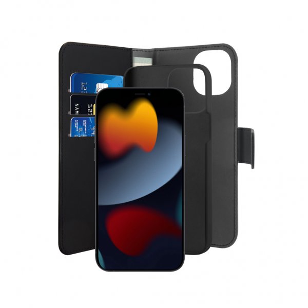 Puro iPhone 13 Etui Wallet Detachable 2-i-1 Sort