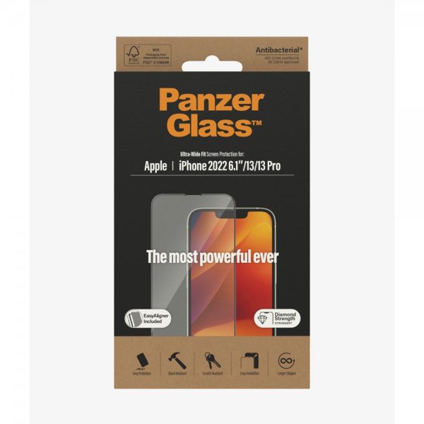 PanzerGlass iPhone 13/iPhone 13 Pro/iPhone 14 Skærmbeskyttelse Ultra-Wide Fit EasyAligner