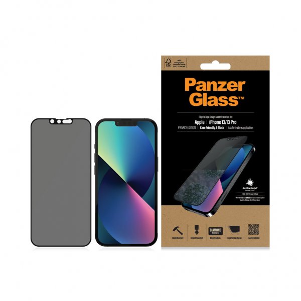 PanzerGlass iPhone 13/iPhone 13 Pro Skærmbeskyttelse Edge-to-Edge Case Friendly Privacy