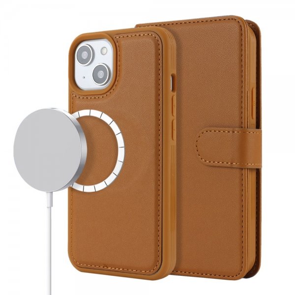 iPhone 13/iPhone 14 Cover med Aftageligt Cover MagSafe Brun