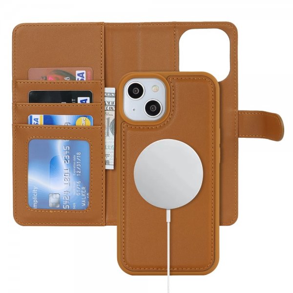 iPhone 13/iPhone 14 Cover med Aftageligt Cover MagSafe Brun