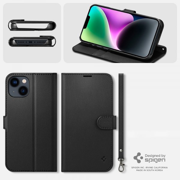 Spigen iPhone 13/iPhone 14 Cover Wallet S Sort