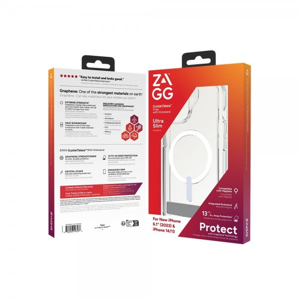 ZAGG iPhone 13/iPhone 14/iPhone 15 Cover Crystal Palace Snap Kickstand Clear