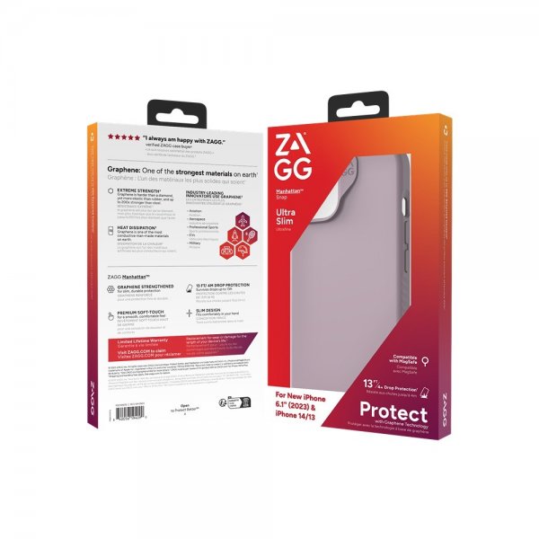 ZAGG iPhone 13/iPhone 14/iPhone 15 Cover Manhattan Snap Lavender
