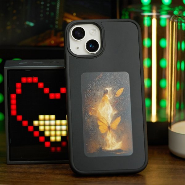 iPhone 13/iPhone 14 Cover med Indbygget Display E Ink Case Sort