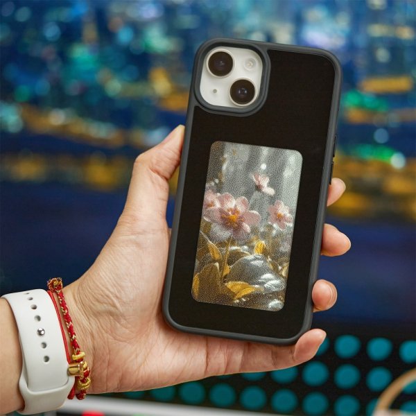 iPhone 13/iPhone 14 Cover med Indbygget Display E Ink Case Sort