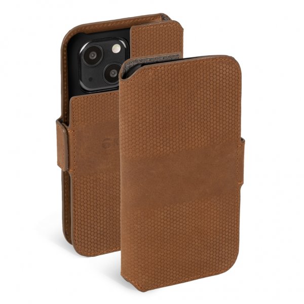 Krusell iPhone 13 Mini Cover Læder PhoneWallet Cognac