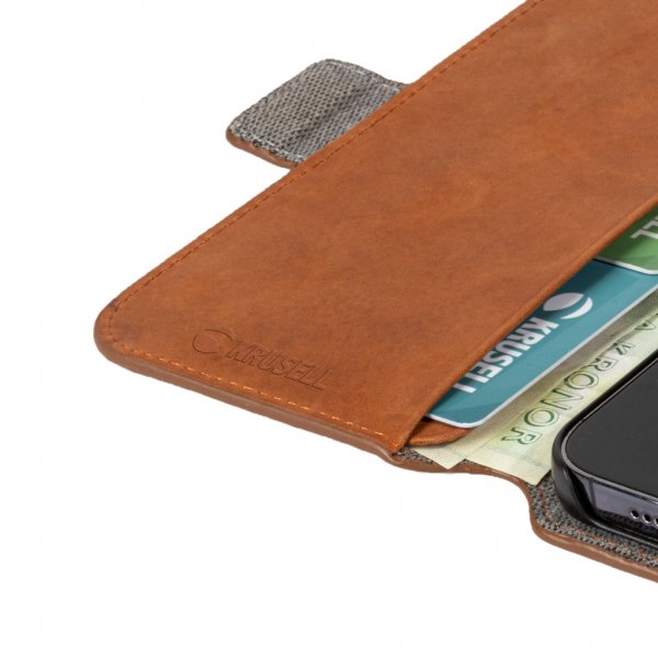 Krusell iPhone 13 Mini Cover Læder PhoneWallet Cognac