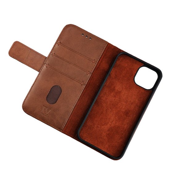 Rvelon iPhone 13 Mini Cover Ægte Læder Brun