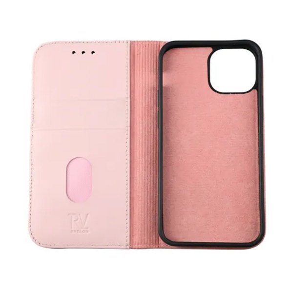 Rvelon iPhone 13 Mini Cover Ægte Læder Pink