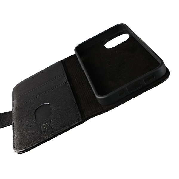 Rvelon iPhone 13 Mini Etui Ægte Læder Sort