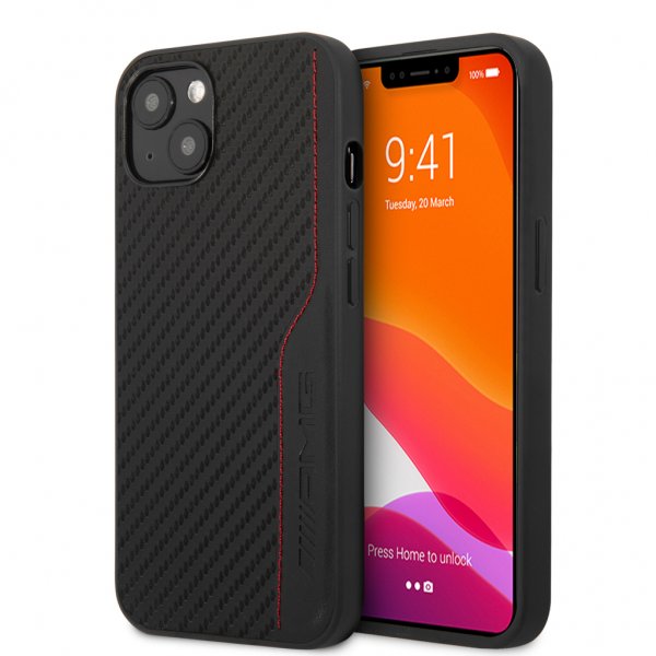 AMG iPhone 13 Mini Cover Carbon Effect Stitching Sort