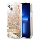 Guess iPhone 13 Mini Cover Liquid Glitter Paisley Pattern Guld